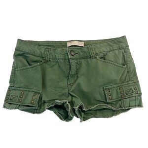 Y2K No Boundaries Green Embellished Low Rise Micro Shorts Y2K Military Size 13
